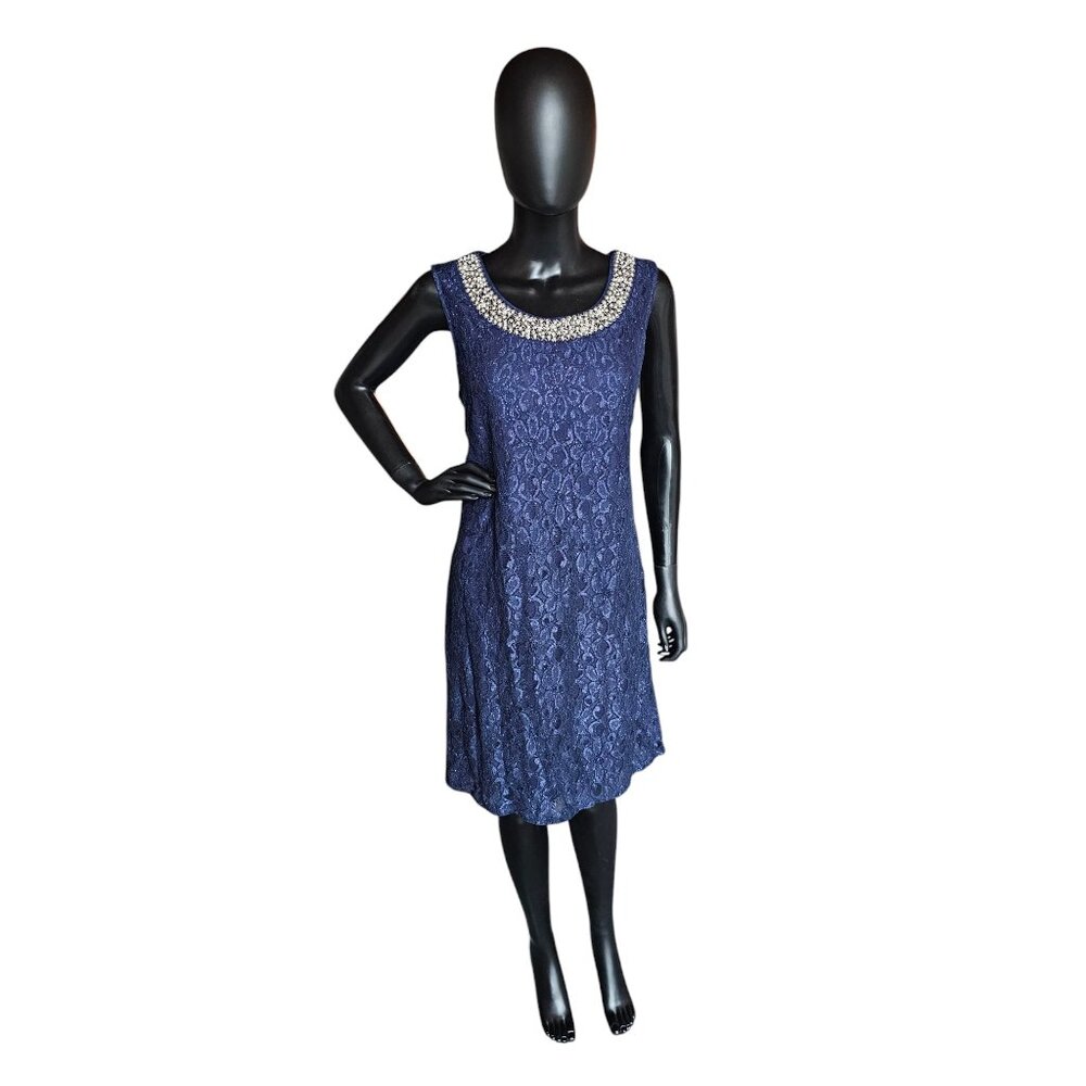 Navy Sparkle Lace Cocktail Dress with Matching Jacket/Duster